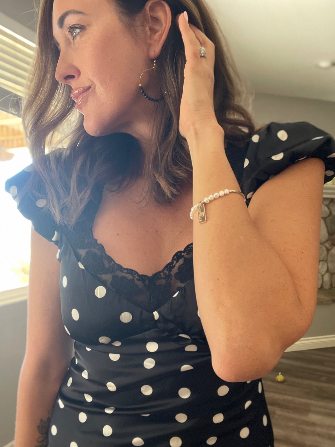 Polka Dot Satin Maxi Dress