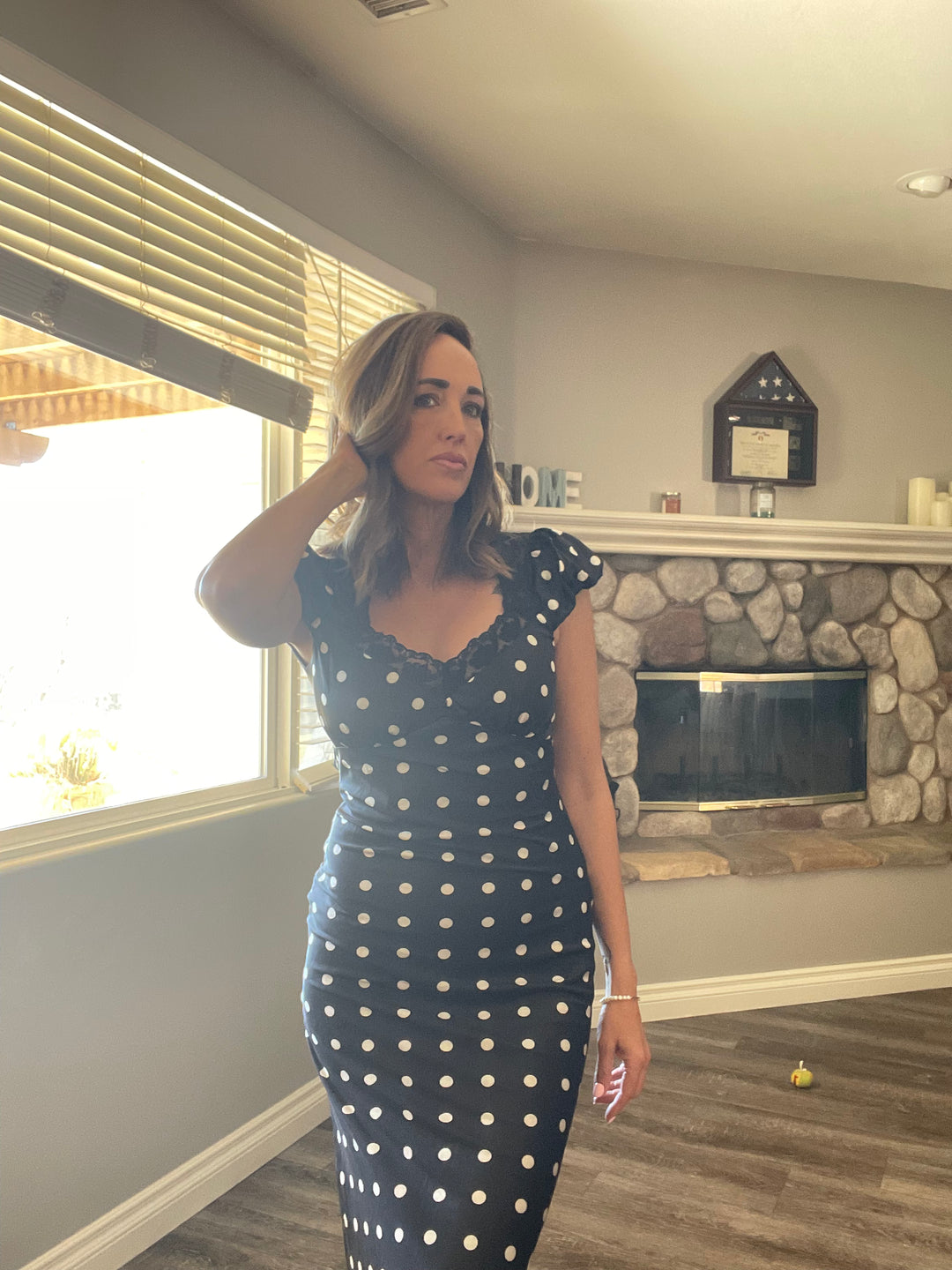 Polka Dot Satin Maxi Dress