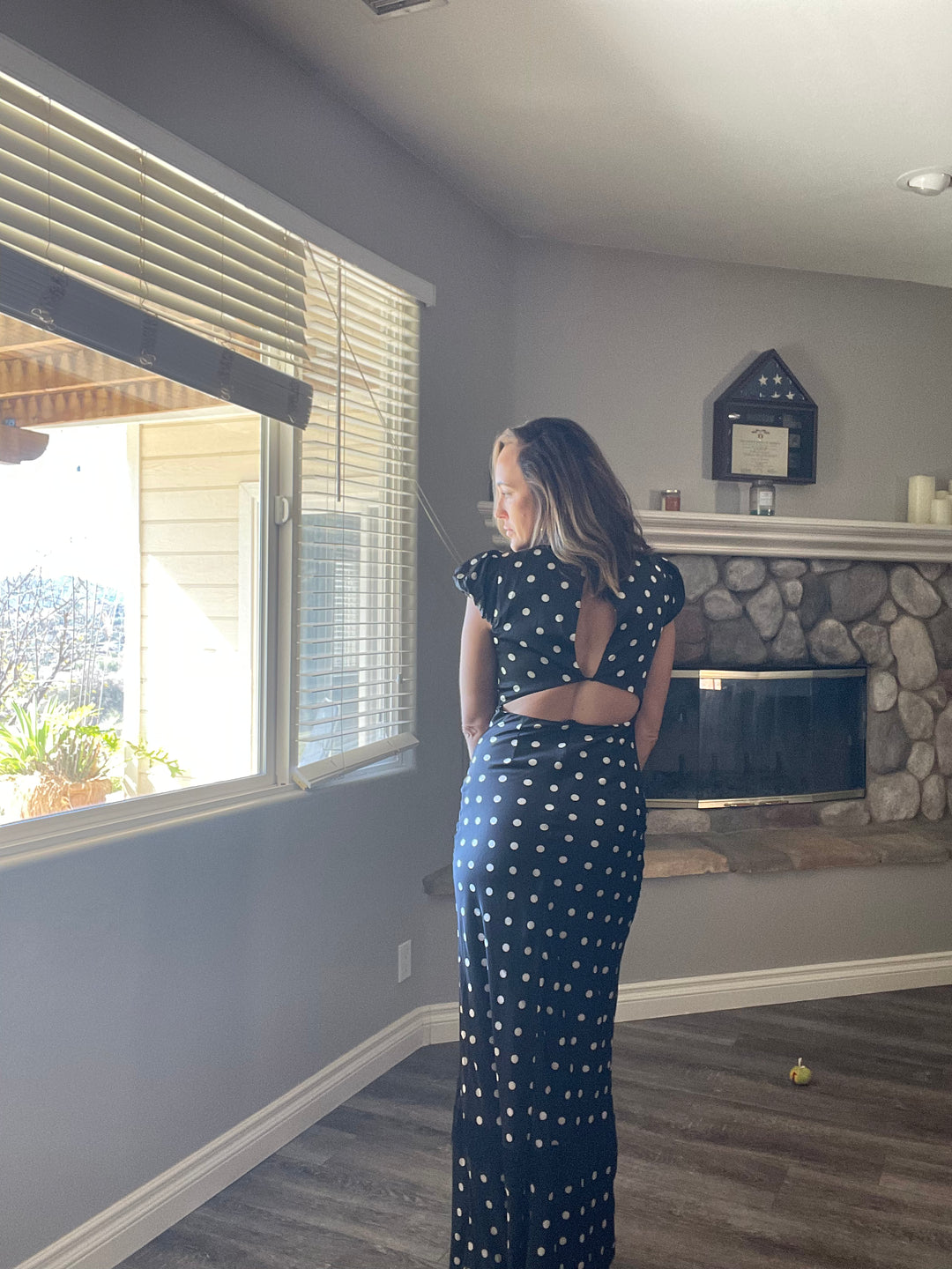Polka Dot Satin Maxi Dress
