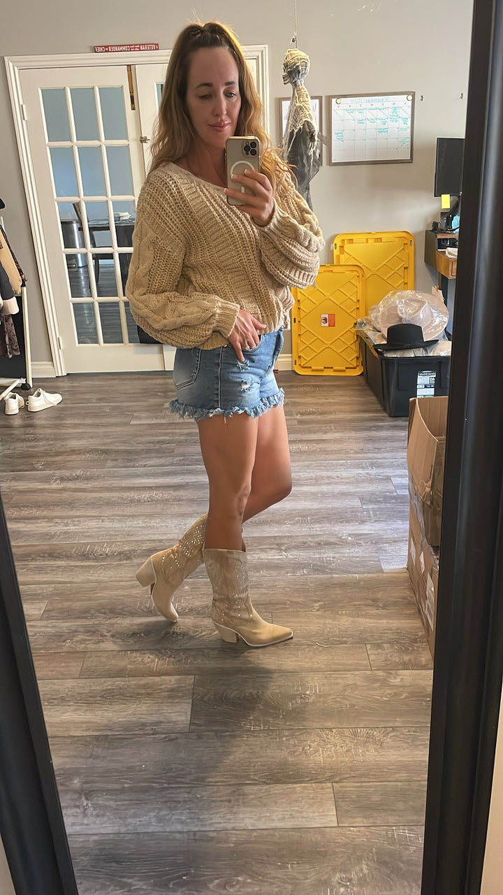 NANA Bling Boots- Beige