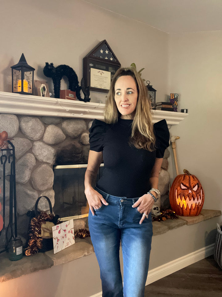 Short Puffed Sleeve Bodysuit
