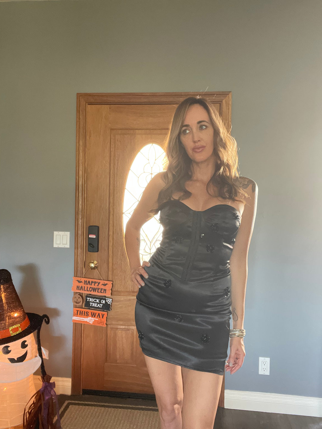 Satin Tube Corset Dress With Embellisments