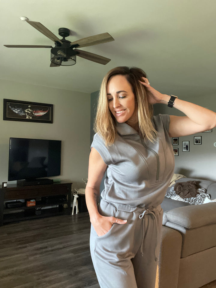 The Jenny From the Block Jumpsuit- Grey