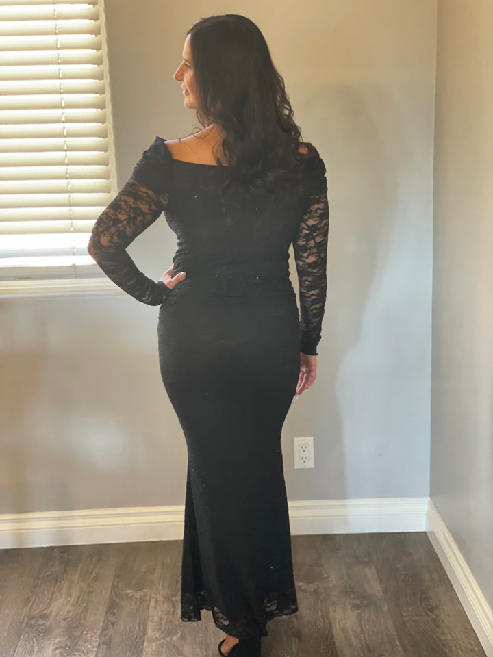 The Mermaid Floral Lace Ruched Maxi Skirt