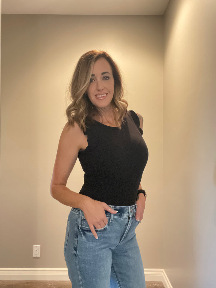 Classic Ribbed Ruffled Bodysuit