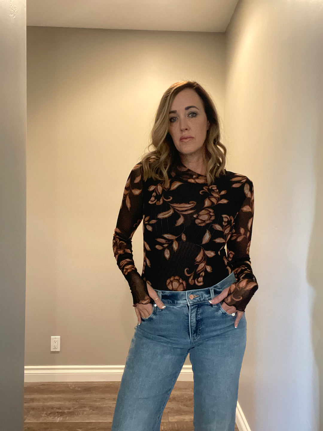 Floral Knit Mesh Bodysuit
