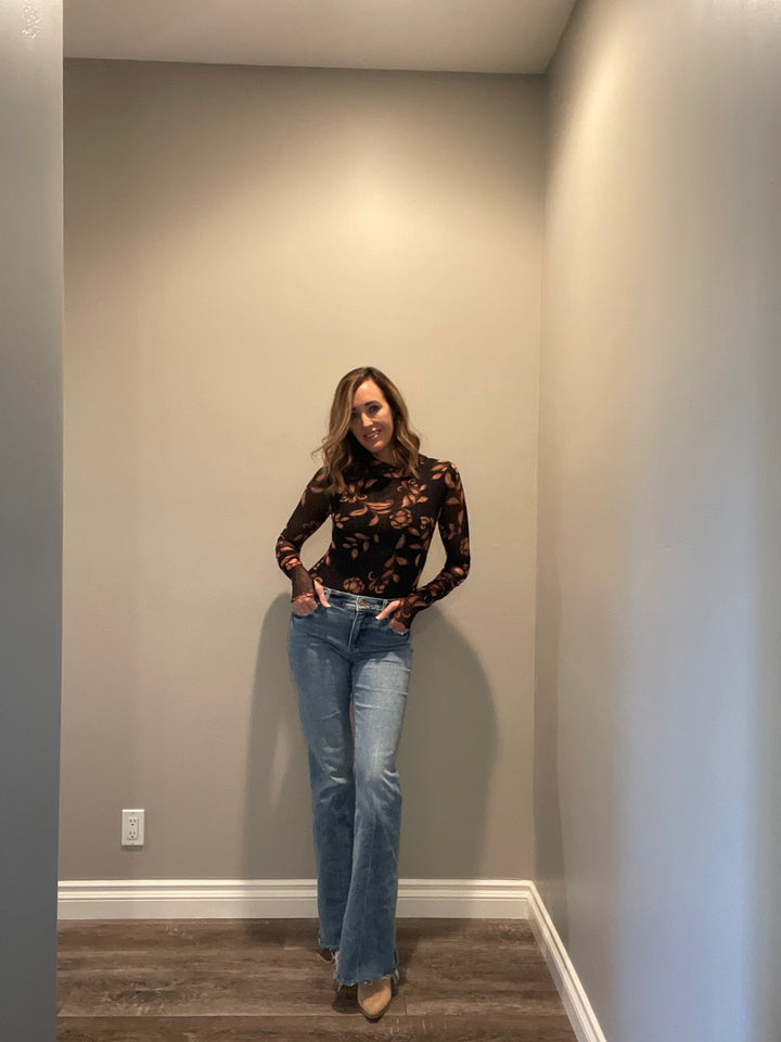 Floral Knit Mesh Bodysuit