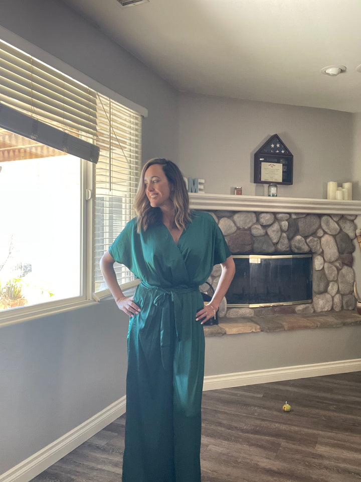 The Dark Green Silk Jumpsuit