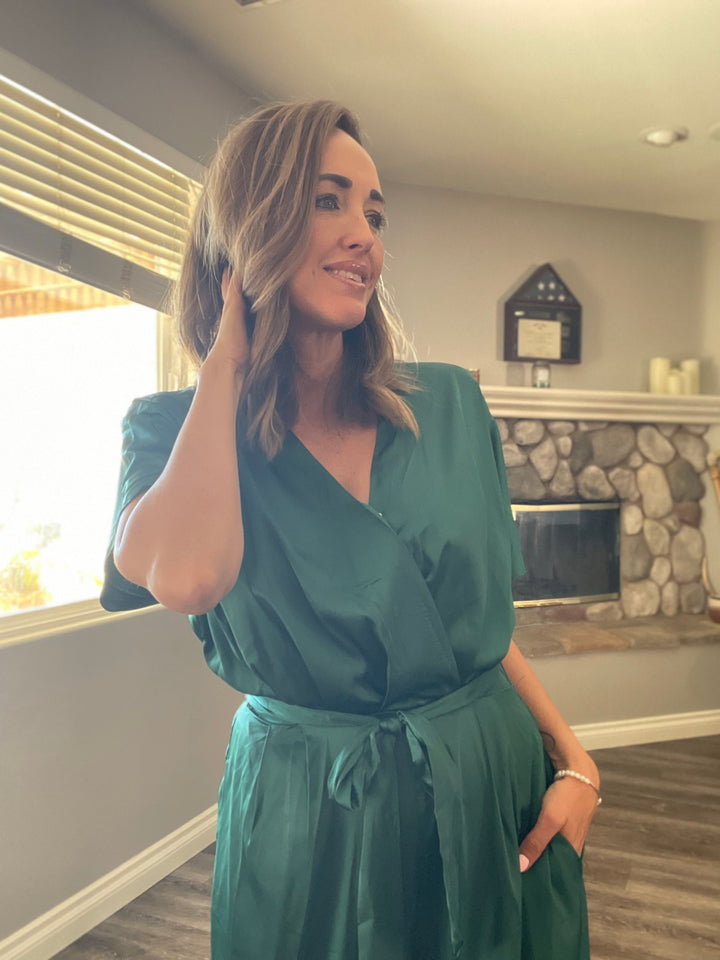 The Dark Green Silk Jumpsuit